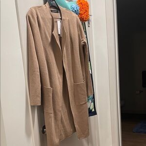 Tan Open Front Cardigan
